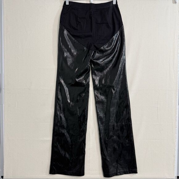 I.AM.GIA Faux Leather Pants Black Flare High Waist Moto Zipper Front Size Small - Picture 2 of 10